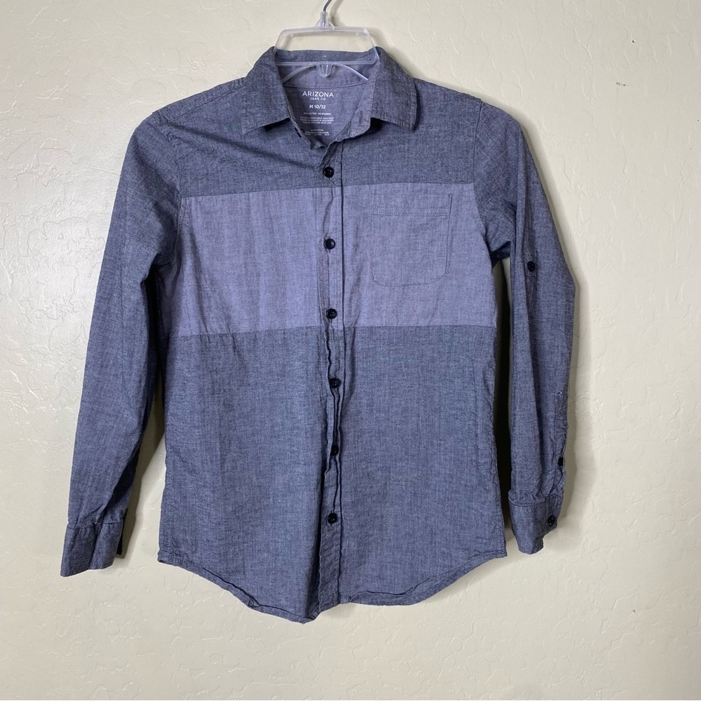 Arizona Jean Co Boys Collar Shirt Long Sleeve Gray Size M 10/12